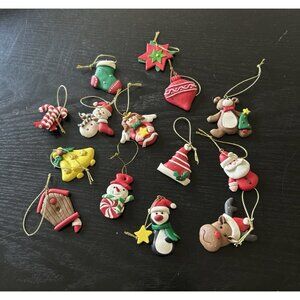 Lot 14 Miniature Christmas Tree Ornaments Misc PVC Rubber Approx 1.5” - 2” Long